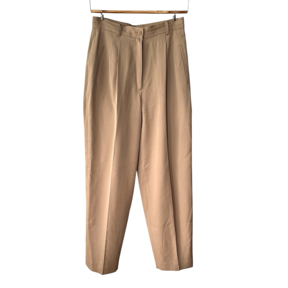 Vintage Casual Corner Camel Tan Wool High Waist Pleated Dress Pants Size 8